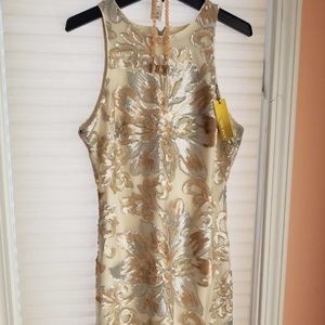 Champagne and silver sequins dress